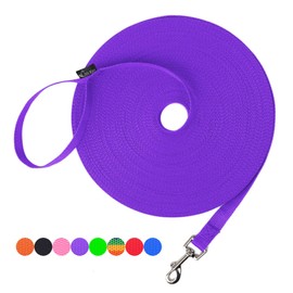 Hi Kiss Dog/Puppy Obedience Recall Training Agility Lead - 15ft 20ft 30ft 50ft 100ft Training Leash - Great for Training, Play, Camping, or Backyard Purple 30 Feet