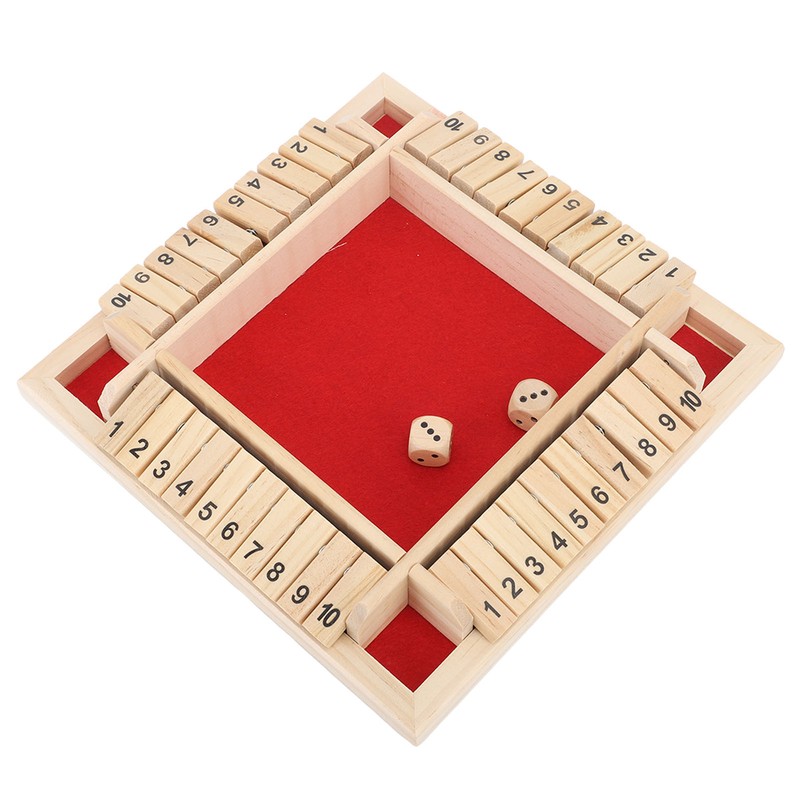 4 Sided Shut The Box Dice Game Wooden Board Table