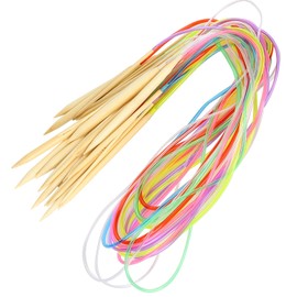 Knitting Needles Set, 18Pcs Circular Needle Bamboo for Knitting Scarves for Sweaters(120cm+Accessories Bag)