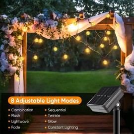 SALCAR SALCAR Solar LED Lichterkette fr Camping Vorzelt Au?en, 5M 20 LEDs Kristall Kugeln Solar LED Deko fr Garten, B?ume, Terrasse - Warm
