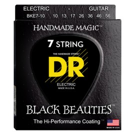 DR Strings BKE7-10 Black K3 Coated 7-String Electric Strings - Medium, 10-56