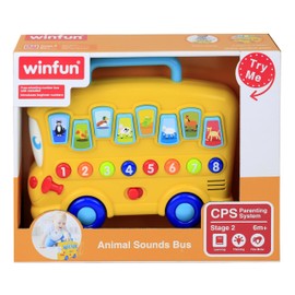 Winfun Animal Sounds Bus | Musical Pull Along Bus With Interactive Animal Sound Effect Buttons | Suitable For Boys And Girls Ages 6 Months And Up