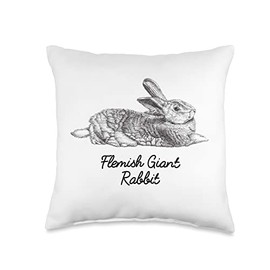 Chesca's Cute Bunny Gifts Flemish Giant Bunny Rabbit Drawing Throw Pillow, 16x16, Multicolor