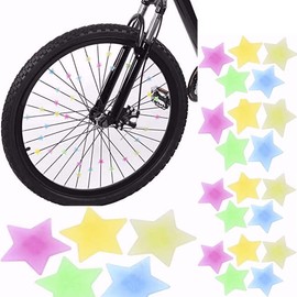 lohill 36pcs Spoke Reflectors Bicycle Children Reflective Stars, Plastic Bicycle Wheel Beads, Spoke Clicker Bicycle Spoke Beads Wheels Beads, Decor for Girls Children
