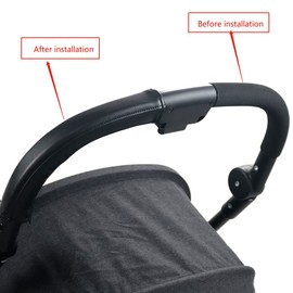 gogolotom Baby Pram PU Leather Handle Cover Compatible with Cybex Eezy S Twist (+) 2 Pushchairs Removable Pram Handle Cover with Zip Opening (for Mum Handle, Black)