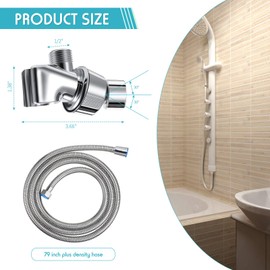 Mimorou 79 Inch Stainless Steel Shower Hose with Adjustable Arm Holder Shower Head Adjustable Replacement Hose Head Holder for Wall (Classic Style, Silver)