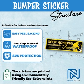 11x3 Vintage Inspired Keep Honking Im Listening To Jazz Horn Bumper Sticker Waterproof Vinyl Sticker for Water Bottle Laptop Hard Hat Tumbler Cup Cars Birthday Gift for Her Him