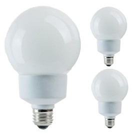 Diodesy- G30 Globe Compact Fluorescent Light Bulb 27W (100W Equivalent) E26 Medium Base 5000K Bright White 900 Lumen CFL Round Glass for Bathroom Vanity Mirror Makeup Bedroom UL Listed Pack of 3