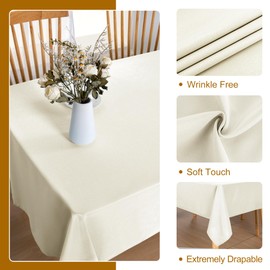 DWCN Rectangle Tablecloth - 54 x 120 Inch - Waterproof Stain and Wrinkle Resistant Washable Table Cloth, Decorative Fabric Table Cover for Kitchen Dining Room Party and Outdoor Use, Ivory