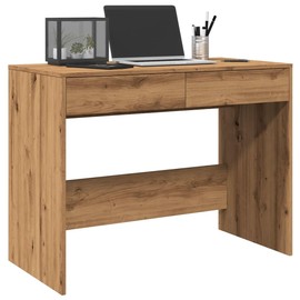 vidaXL Desk Writing Table - Engineered Wood, Modern Artisan Oak, Rectangular, 2 Drawers, 101 x 50 x 76.5 cm - Home/Office/School