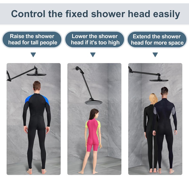 BRIGHT SHOWERS 15 Inch Extra Long Shower Head Extension Arm,