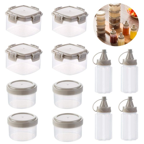 12 mini botellas de plástico para salsa, caja de condimentos, recipientes de ensalada, accesorios de cocina para barbacoa al aire libre (color transparente)