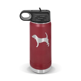 RDW Beagle Water Bottle 20 oz - Laser Engraved w/Flip Top Removable Straw - Polar Camel - Stainless - Vacuum Insulated - Drinkware - Dog Canine pet - Maroon