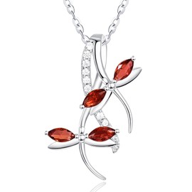 JIYVY32 Dragonfly Necklace for Women White Gold Plated Ruby July Birthstone Pendant Necklaces Anniversary Valentine Mothers Day Jewelry Gifts