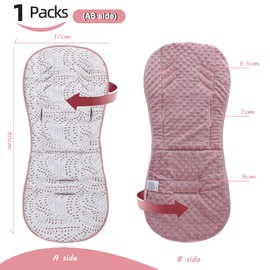 Baby Pushchair Seat Liners,Universal Double-Sided Pram Seat Liner,Baby Stroller Liner Pad Seat Cover Seat Cushion for Toddler Infant,Reversible for Pushchairs & Strollers,37x80cm(Pink Raindrops)