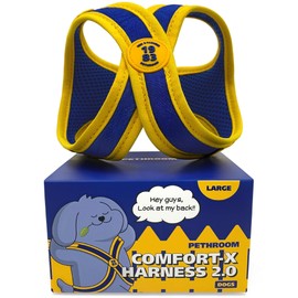 Pethroom Pesroom Dog Harness Comfort Yellow Large 2.0 Hypoallergenic Velcro Curved Buckle No Airway Pressure Breathable for Walking Training