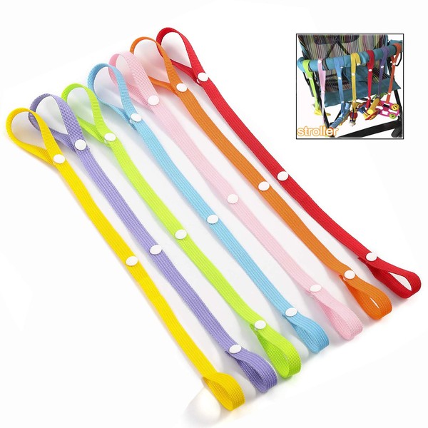 LHKJ Pack of 7 Anti-Drop Strap Baby Toy, Dummy Chain Baby Drop Baby Bottle Toy Hanger Belt with for Pushchairs