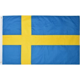 Green Grove Products Sweden 3' x 5' Ft 210D Nylon Premium Outdoor Embroidered Swedish Flag