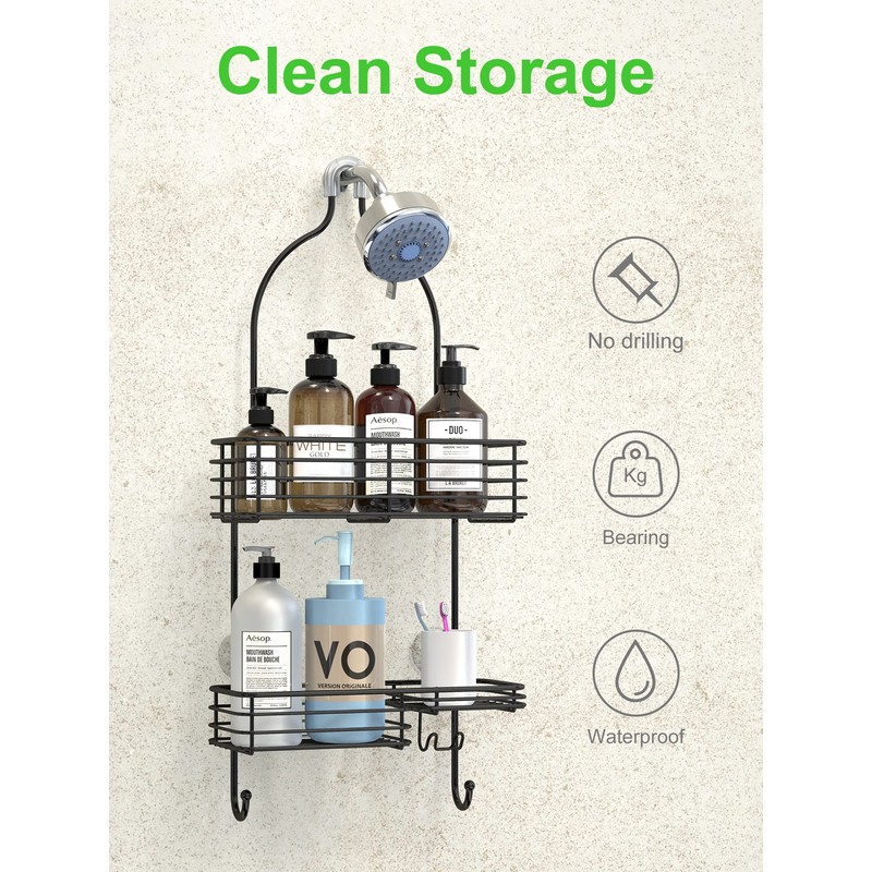 SMARTAKE Hanging Shower Head Caddy, Rustproof Bathroom Shower Shelf Organizer,