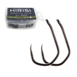 Pack of 50 PTFE Coated Stainless Steel with High Carbon Content, Barbless Fishing Hooks with Eyelet Fishing Accessories (FBA-8020-6)
