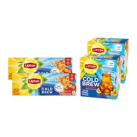 Lipton Cold Brew Family Size Tea Bags, Original & Decaf 22 CT (2ea) (Variety Pack)