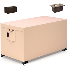 QH.HOME Fire Pit Cover Rectangle 56 x 38 Inch,Outdoor Waterproof Fire Pit Table Cover Strong Tear Resistant and Fading Resistant for Rectangular Patio Furniture Fireplaces - Wheat