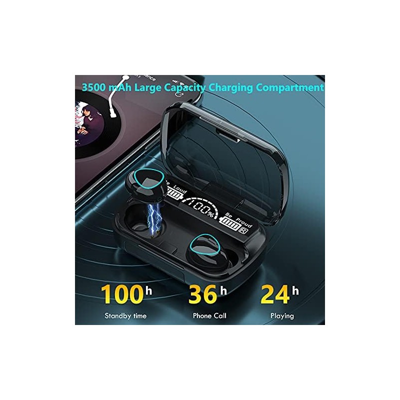 M10 Wireless Bluetooth Earbuds with LED Display Charging Case –