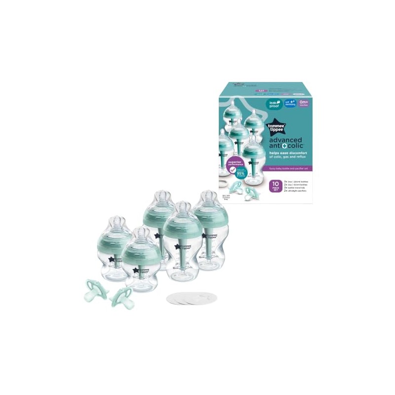 Tommee Tippee Set de Biberones y Chupones Advanced Anticólicos, 0m+