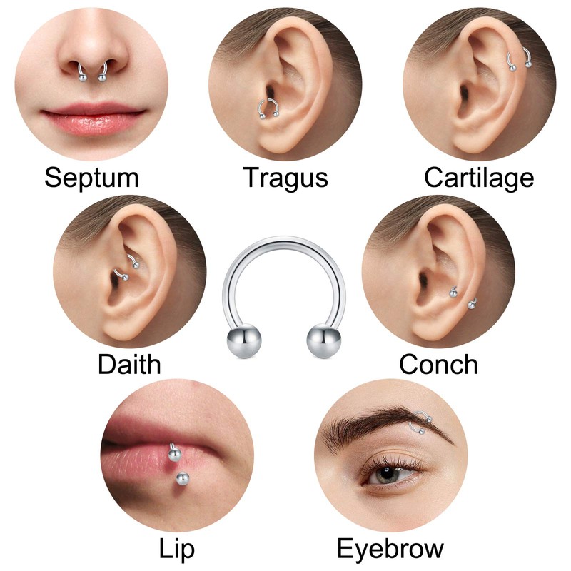 Funseedrr Nose Piercing Nose Ring Stainless Steel 16G Horseshoe Rings
