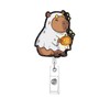 Halloween Badge Reel Retractable Cute Fall Capibara with Pumpkin Acrylic
