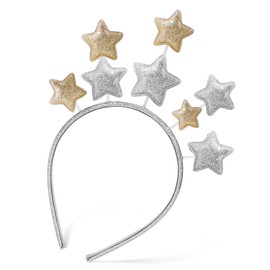 WLLHYF Glitter Star Headband Christmas Party Hair Bands for Women Princess Glitter Crown Hair Accessory for Children Adults Holiday Festival Birthday Party (Silver Brown)