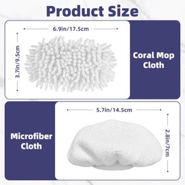 LOVECO 6 Pack Universal Steam Cleaner Accessories, Reusable Steam Shot Attachments, Steam Mop Pads, Handheld Steamer Washable Cloth- 3 Microfiber + 3 Coral Cloths + Laundry Bag