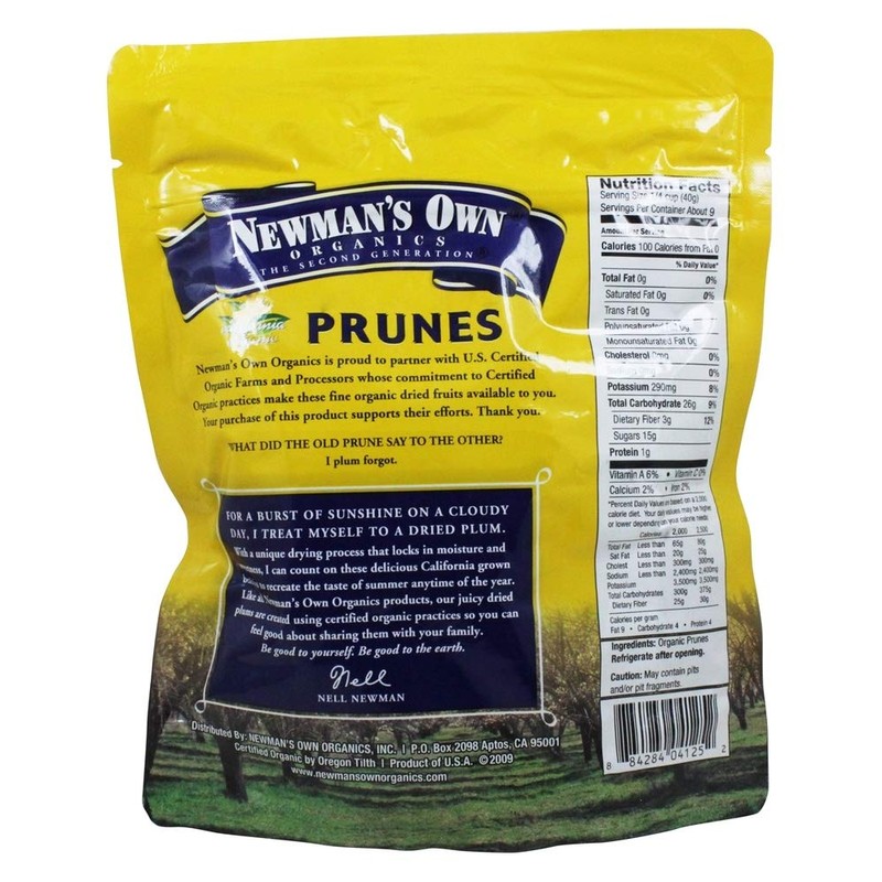 Newman's Own Organics California Prunes, 12-Ounce Pouches (Pack of 6)
