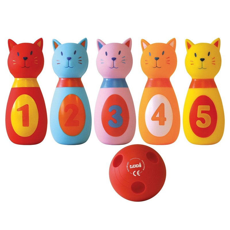 Katzenförmiges Bowlingspiel von Ludi | Kunststoff - ab 10 Monaten