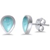 Pear Shape Natural Larimar Stud Earrings Sterling Silver