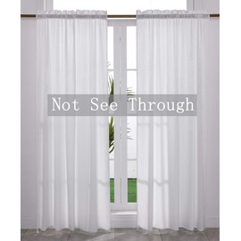 Yancorp Non-See-Through Velvet Opaque Privacy Curtains 2 Panels Drapes for Living Room Bedroom Doorway Divider Semi Sheer Curtain White 45 inches Kitchen Window Panels (White, W33 xL45)