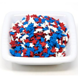 Beulah's Patriotic Star Shapes Sprinkles, 5 Pound Package, Red White Blue Bakery Topping