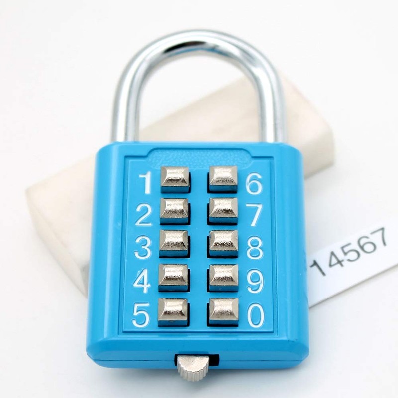 MIONI 10 position button combination padlock, 5 position locking mechanism,
