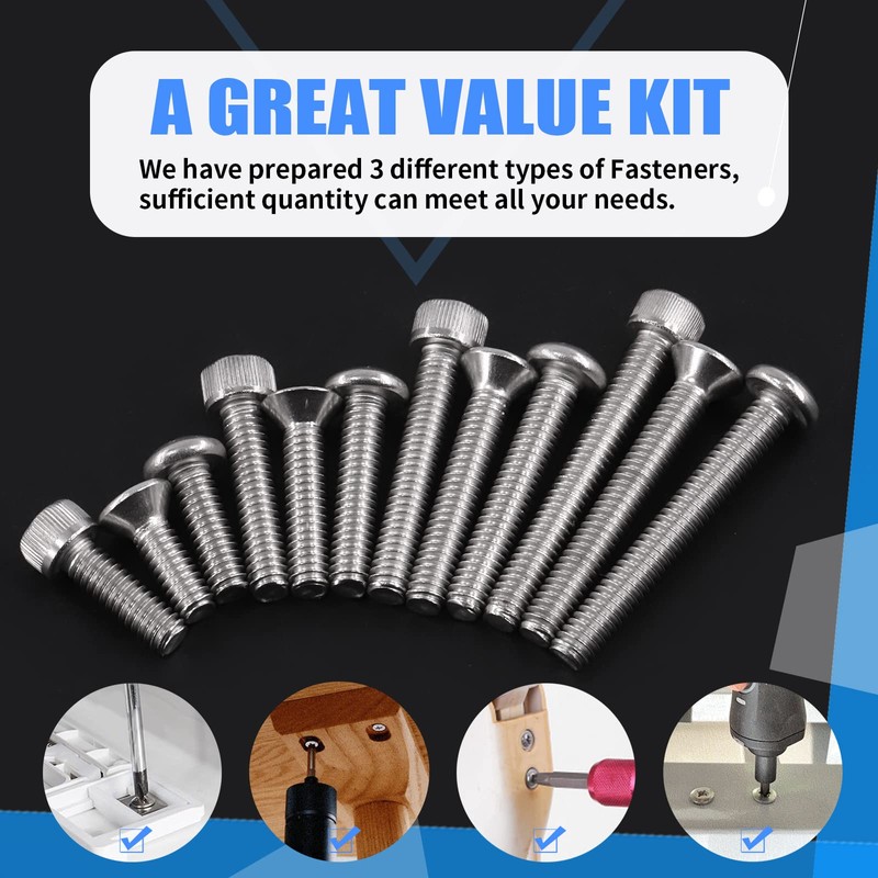 Glarks 384Pcs #8-32 Phillips Pan Head Screws Countersunk Head Screws