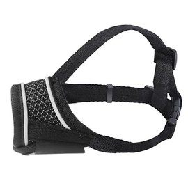 AiliStar Soft Dog Muzzle Mesh Pet Muzzle for Dogs Dog Muzzles with Reflective Stripe Prevent for Biting Barking Chewing Black Large