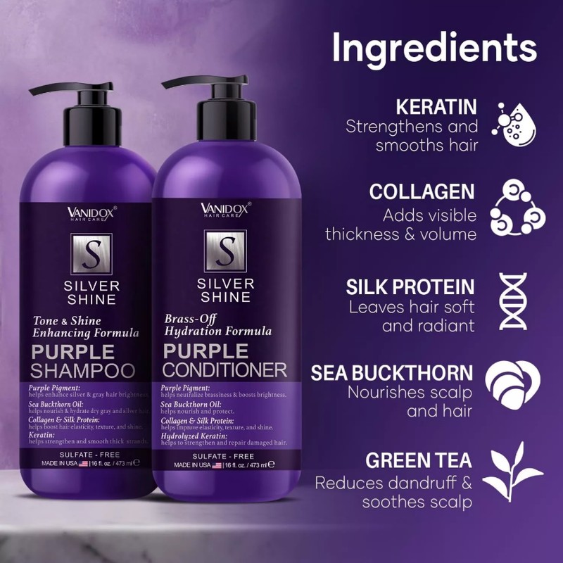 Purple Shampoo & Conditioner Set for Gray & Silver Hair
