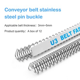 U3 12'' Conveyor Belt Clipper Lacing 316 Steel Buckle Industrial Belt Fasteners for Binding of Lightweight PVC/PVK/PU Conveyor Belts 12PCS