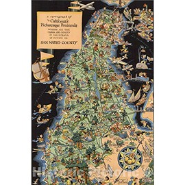 Historic Map : A Cartograph of California's Picturesque Peninsula: San Mateo County. 1940 - Vintage Wall Art - 16in x 24in
