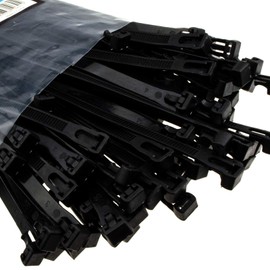 Releasable Cable Ties 7.6mm x 300mm Reusable Black [100 Pack] [300mm x 7.6mm]