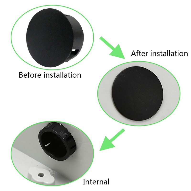 Qjaiune 1 Inch / 25mm Black Plastic Hole Plugs, Flush