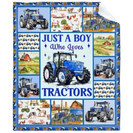 Tractor Blanket Farm Truck Blanket Gifts for Boys Kids Just A Boy Who Loves Tractors Blanket Super Warm Soft Throw for Bed Camping Sofa Decor Trucks Car Lover Gifts 30''x40''-XS