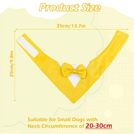 CENCERY Dog Tuxedo with Bow Tie, Dog Wedding Bandana Collar for Small Dogs, Dog Suit for Weddings, Engagements, Parties, and Birthdays (Neck: 20-30cm, Yellow)