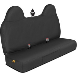 Yupbizauto Caterpillar Custom Fit Front Black Bench Seat Cover with Utility Pockets for Ford F250 / F350 / F450 / F550 (1999-2007) - Durable Grey Oxford Super Duty Interior Truck Seat Cover Bundle