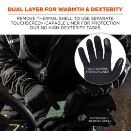 Ergodyne ProFlex 825WP Winter Work Gloves with Removeable Waterproof Shell Black Medium