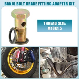 A ABSOPRO Car Turbo Brake Line Bolt Adapter M18x1.5 Thread 48mm Length Double Bolt Brake Fitting Kit for Fuel Oil System with Washers